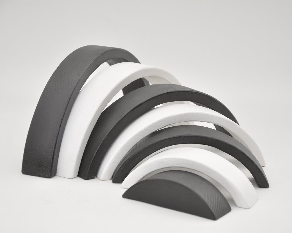 Pērc online ar piegādi mājās! Barin Koka Varavīksne Monochrome: Melnā un Baltā krāsā, XL lielā izmerā piramīda Jūsu Mazuļa nodarbībam