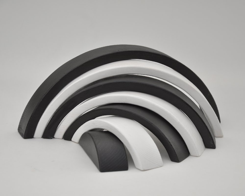 Pērc online ar piegādi mājās! Barin Koka Varavīksne Monochrome: Melnā un Baltā krāsā, XL lielā izmerā piramīda Jūsu Mazuļa nodarbībam