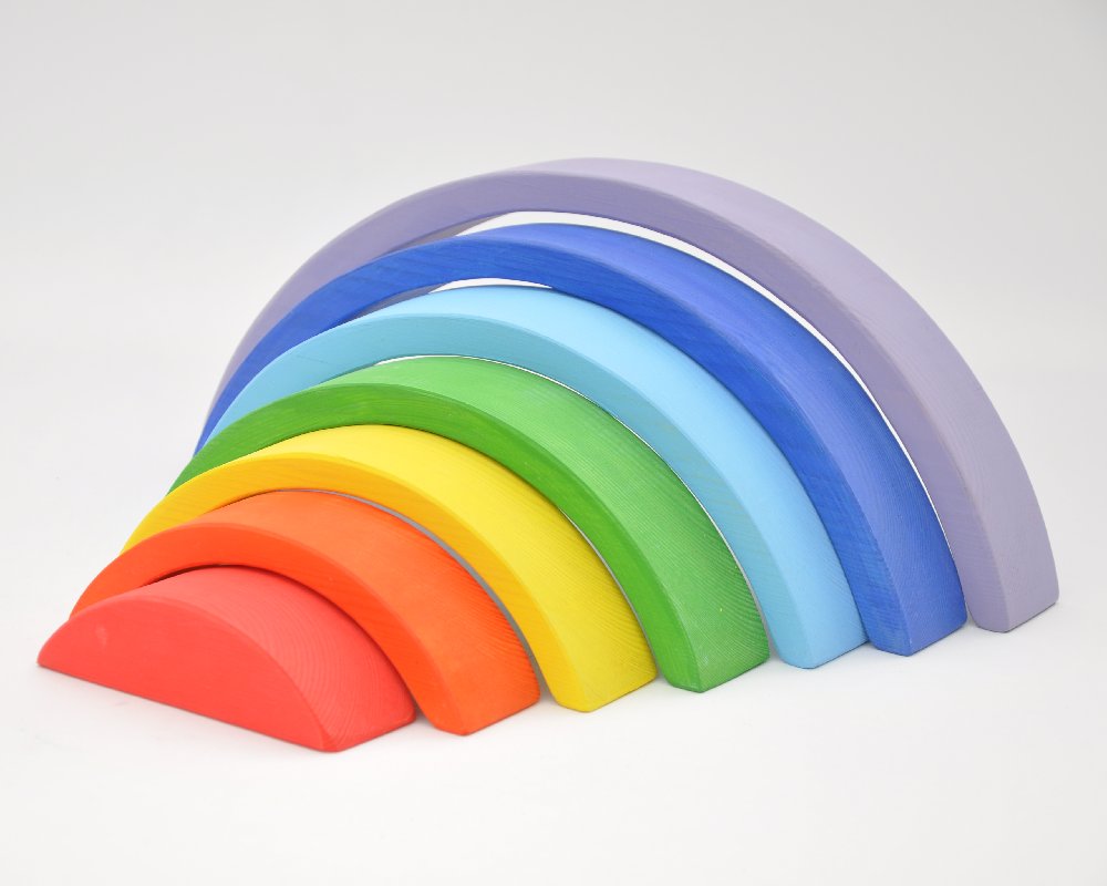 Rotaļlietas berņiem pirkt internetā Barin.lv veikalā ar piegādi mājās! Dubultā Koka Varavīksnes Barin XL lielā izmerā koka piramīda Jūsu Mazuļa Montesori attīstošām nodarbībām un izklaidei!