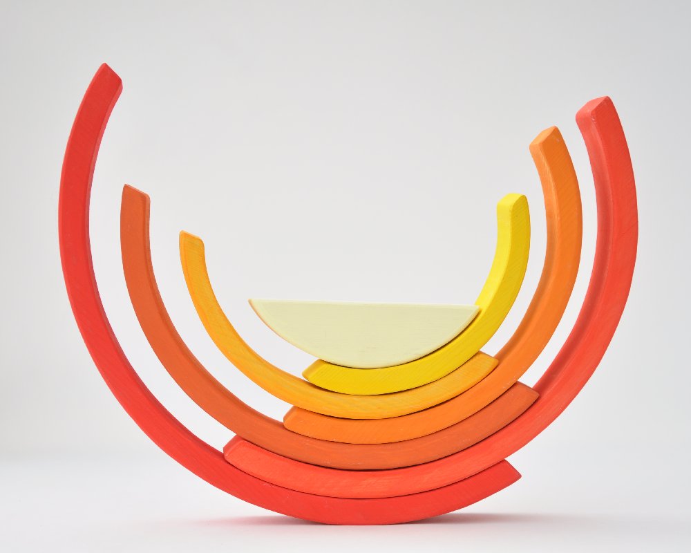 Rotaļlietas bērniem pērc online Barin.lv internet veikalā ar piegādi mājās! Sunset Varaviksne Oranžs Saulriets XL lielā izmerā koka piramīda Jūsu Mazuļa attīstošām nodarbībām