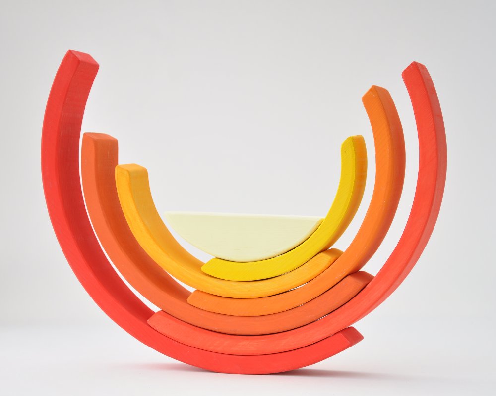 Rotaļlietas bērniem pērc online Barin.lv internet veikalā ar piegādi mājās! Sunset Varaviksne Oranžs Saulriets XL lielā izmerā koka piramīda Jūsu Mazuļa attīstošām nodarbībām