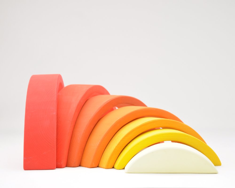 Rotaļlietas bērniem pērc online Barin.lv internet veikalā ar piegādi mājās! Sunset Varaviksne Oranžs Saulriets XL lielā izmerā koka piramīda Jūsu Mazuļa attīstošām nodarbībām