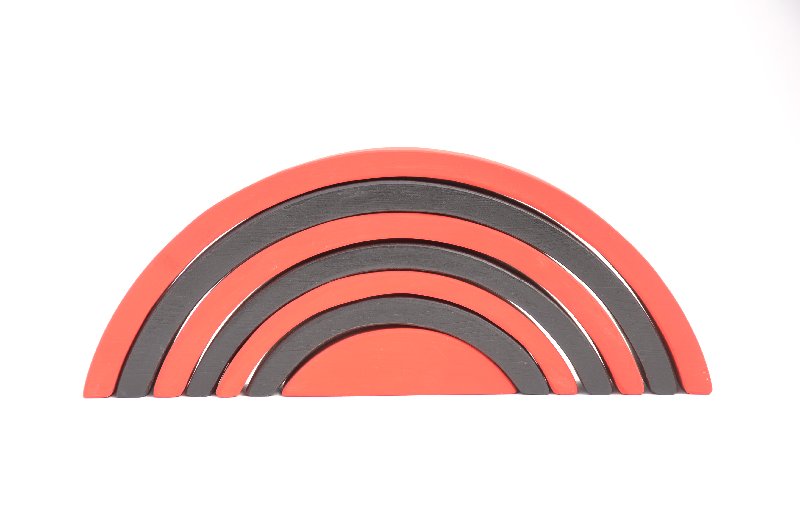 Pērc online ar piegādi mājās! Barin Koka Varavīksne Monochrome: Melnā un Sarkanā krāsā, XL lielā izmerā piramīda Jūsu Mazuļa attīstošām Montessori nodarbībam