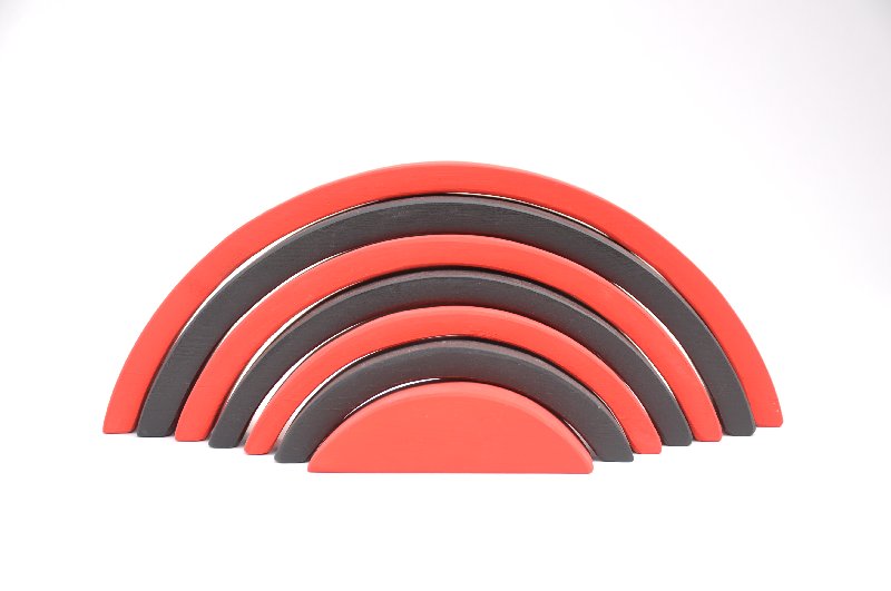 Pērc online ar piegādi mājās! Barin Koka Varavīksne Monochrome: Melnā un Sarkanā krāsā, XL lielā izmerā piramīda Jūsu Mazuļa attīstošām Montessori nodarbībam