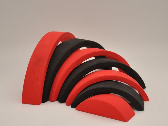 Pērc online ar piegādi mājās! Barin Koka Varavīksne Monochrome: Melnā un Sarkanā krāsā, XL lielā izmerā piramīda Jūsu Mazuļa attīstošām Montessori nodarbībam