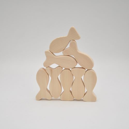 Eko koka attīstošās kluči Zivju Balansir - Starta Komplekts no 8 gb. - koka klucīši bērniem no 12m + attīstošās spēles motorikas attīstībai no Barin.lv internet veikala.