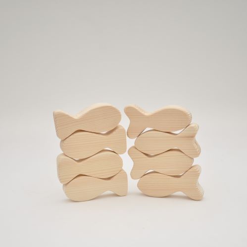 Eko koka attīstošās kluči Zivju Balansir - Starta Komplekts no 8 gb. - koka klucīši bērniem no 12m + attīstošās spēles motorikas attīstībai no Barin.lv internet veikala.