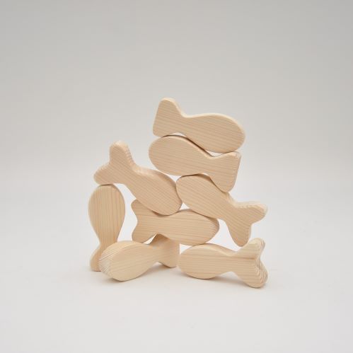 Eko koka attīstošās kluči Zivju Balansir - Starta Komplekts no 8 gb. - koka klucīši bērniem no 12m + attīstošās spēles motorikas attīstībai no Barin.lv internet veikala.