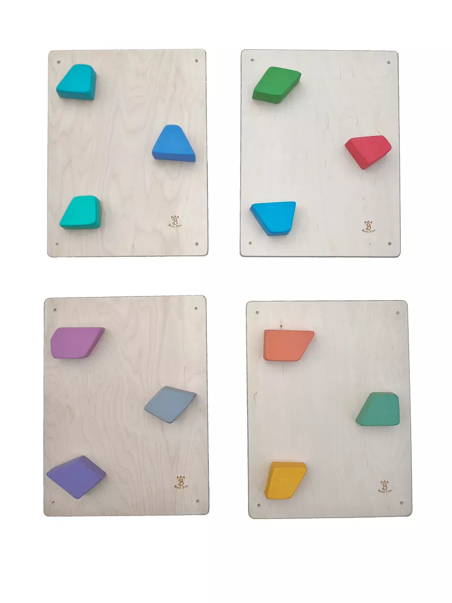 Kāpšanas siena bērniem Rocks – 4‑in‑1 paneļi bērnu istabai, klasiskā izvietojumā