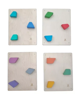 Kāpšanas siena bērniem Rocks – 4‑in‑1 paneļi bērnu istabai, klasiskā izvietojumā